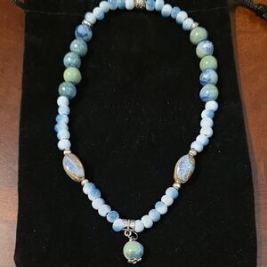 Elegant Blue and Green Beaded Necklace EUC